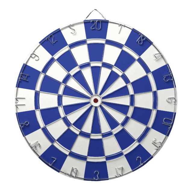 Royal Blue And White Dartboard With Darts (Front)