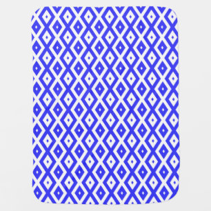 Royal blue and white diamond pattern baby blanket