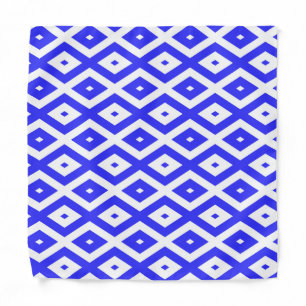 Royal blue and white diamond pattern bandana