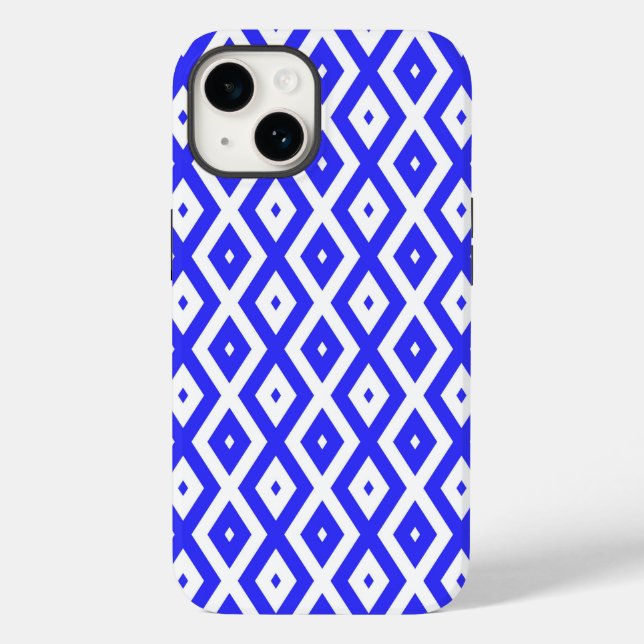 Royal blue and white diamond pattern Case-Mate iPhone case (Back)