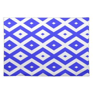 Royal blue and white diamond pattern cloth placemat