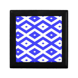 Royal blue and white diamond pattern gift box
