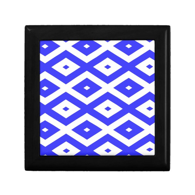 Royal blue and white diamond pattern gift box (Front)