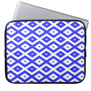 Royal blue and white diamond pattern laptop sleeve