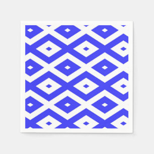 Royal blue and white diamond pattern napkins