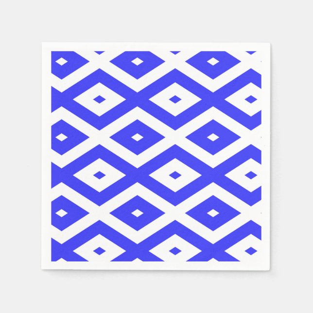 Royal blue and white diamond pattern napkins (Front)
