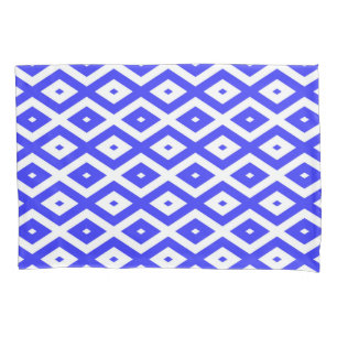 Royal blue and white diamond pattern pillow case