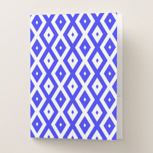 Royal blue and white diamond pattern pocket folder