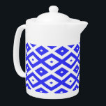 Royal blue and white diamond pattern teapot<br><div class="desc">Royal blue and white diamond pattern</div>