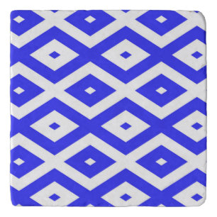 Royal blue and white diamond pattern trivet