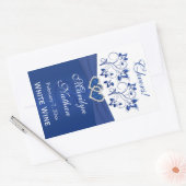 Royal Blue and White Floral Wedding Bottle Sticker (Envelope)