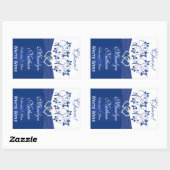 Royal Blue and White Floral Wedding Bottle Sticker (Sheet)