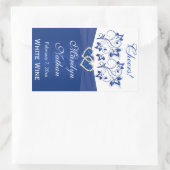 Royal Blue and White Floral Wedding Bottle Sticker (Bag)