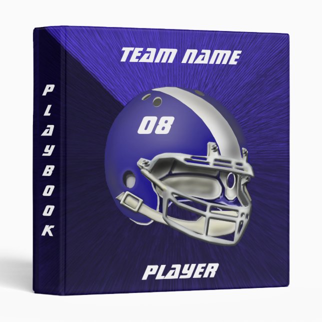 Royal Blue and White Football Helmet Binder (Front/Spine)