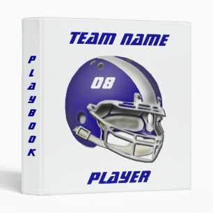 Royal Blue and White Football Helmet Binder