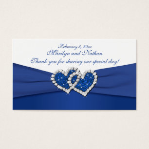Royal Blue and White Joined Hearts Favor Tag