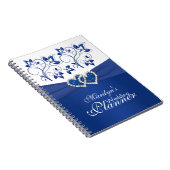 Royal Blue and White Joined Hearts Floral Notebook (Right Side)