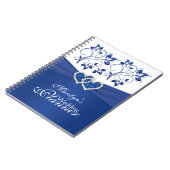 Royal Blue and White Joined Hearts Floral Notebook (Left Side)