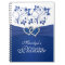 Royal Blue and White Joined Hearts Floral Notebook