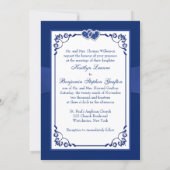Royal Blue and White Joined Hearts Invitation 3 (Back)