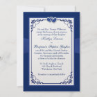 Royal Blue and White Joined Hearts Invitation 3