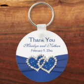 Royal Blue and White Joined Hearts Keychain (Front)