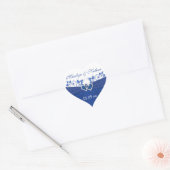 Royal Blue and White Joined Hearts Sticker (Envelope)