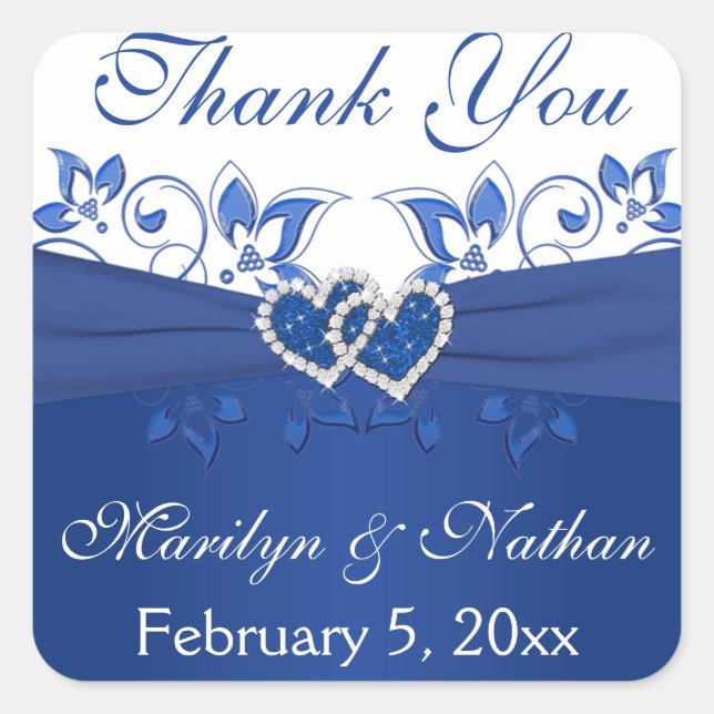 Royal Blue and White Joined Hearts Sticker 2 (Front)