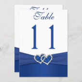 Royal Blue and White Joined Hearts Table Number (Front/Back)