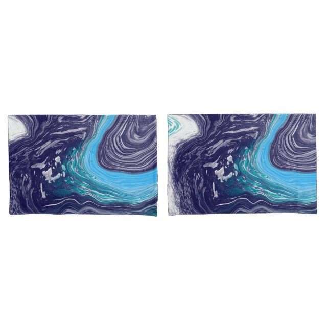 Royal Blue and White Marble Pillow Case (Front-Set)