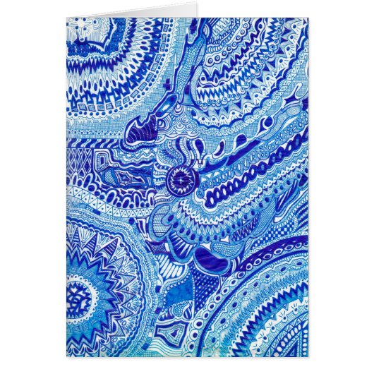 Royal Blue and White Ming style pattern art Cards (Front)