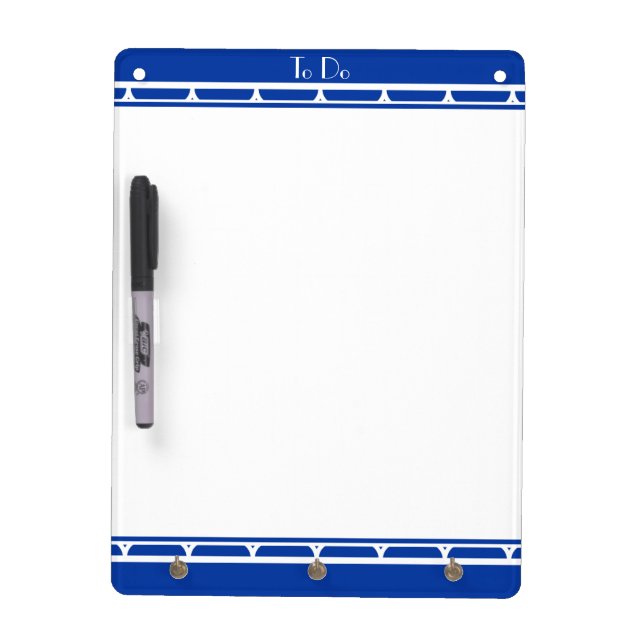 Royal Blue and White Monogram Message Board (Front)