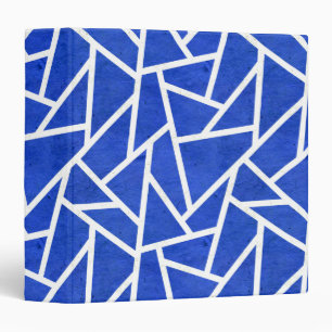 Royal blue and white mosaic pattern 3 ring binder