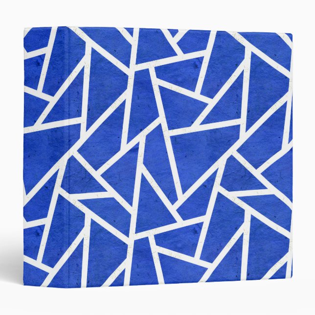 Royal blue and white mosaic pattern 3 ring binder (Front/Spine)
