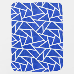 Royal blue and white mosaic pattern baby blanket
