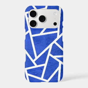Royal blue and white mosaic pattern iPhone 17 pro case