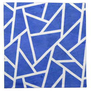 Royal blue and white mosaic pattern cloth napkin