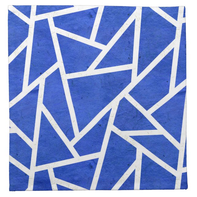 Royal blue and white mosaic pattern cloth napkin (Front)