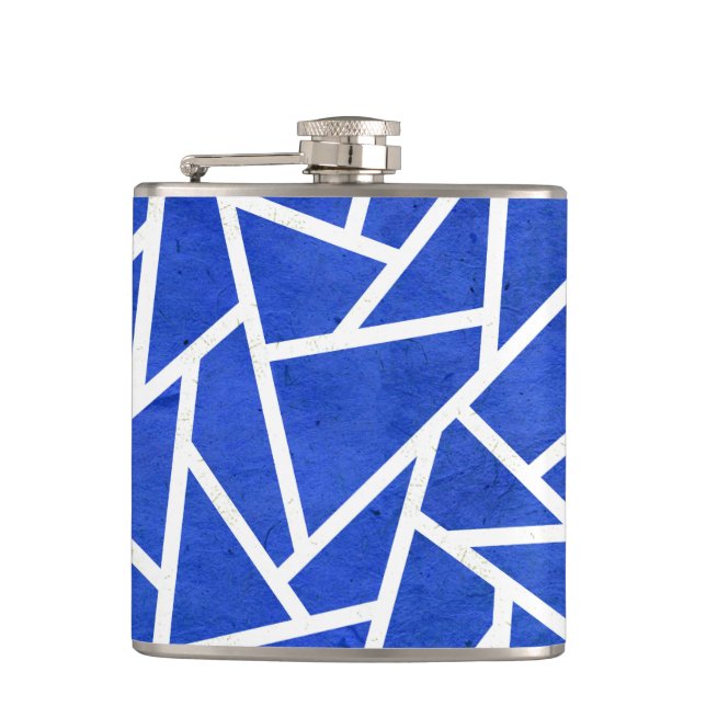 Royal blue and white mosaic pattern flask (Front)