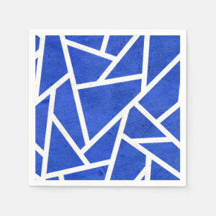 Royal blue and white mosaic pattern napkins