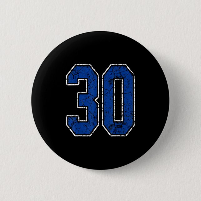Royal Blue And White Number 30 Jersey Player Unifo Button (Front)