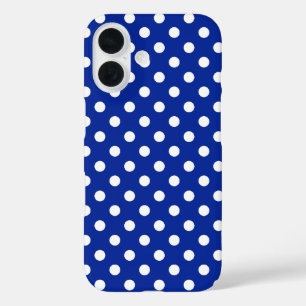 Royal Blue and White Polka Dot iPhone 16 Case