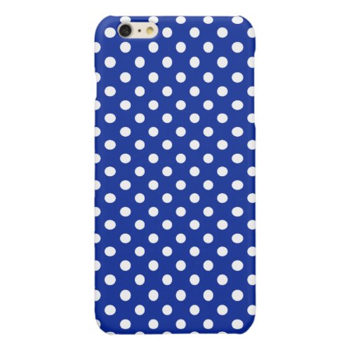 Royal Blue and White Polka Dot Glossy iPhone 6 Plus Case