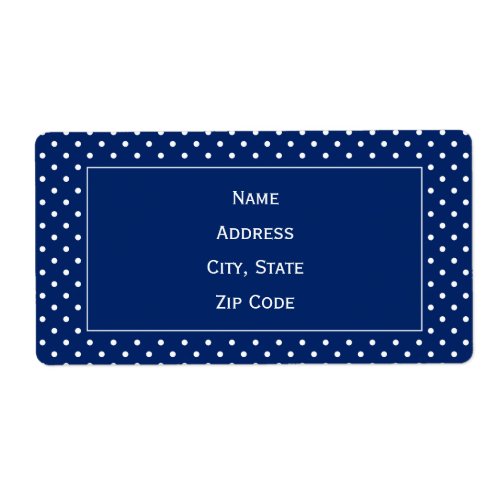 Royal Blue and White Polka Dot Pattern Label