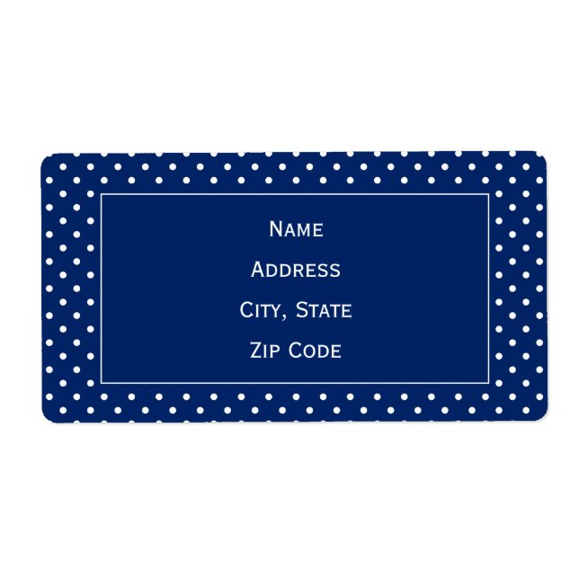 Royal Blue and White Polka Dot Pattern Label (Front)