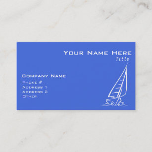 Royal Blue and White Sailing; Sail Boat Business Card