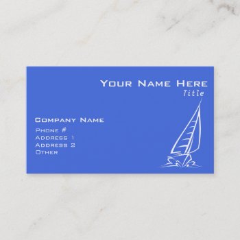 Royal Blue And White Sailing; Sail Boat Business Card by ColorStock at Zazzle