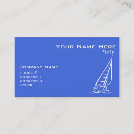 Royal Blue And White Sailing; Sail Boat Business Card