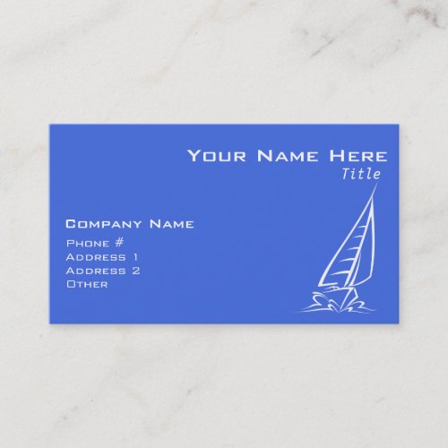 Royal Blue and White Sailing; Sail Boat Business Card
