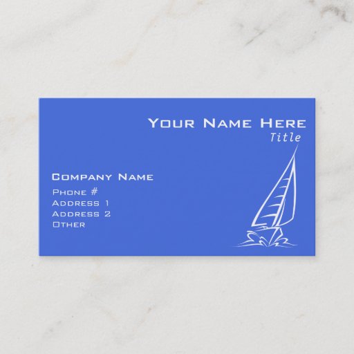 Customizable Royal Blue and White Sailing; Sail Boat Business Card